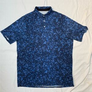 KJUS Men Motion Printed Polo Shirt Short Sleeve Comfort Fit Blue Size 2XL